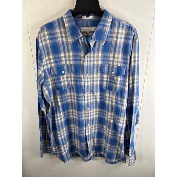 pd&c men’s size extra large, classic fit plaid 100% cotton shirt - Picture 1 of 9